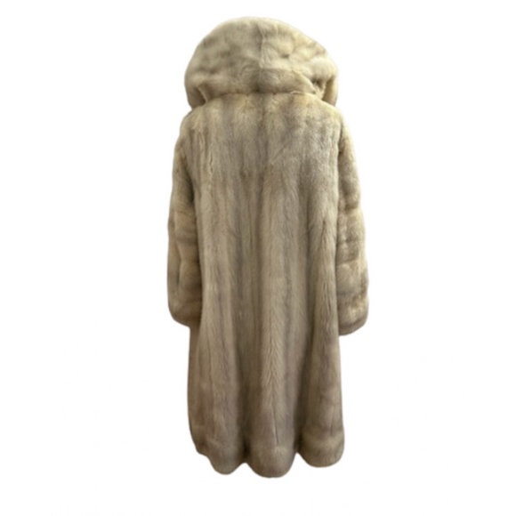 Vtg 50s 60s Cream Brown Set Back Collar Mink Coat M/S - Picture 4 of 12